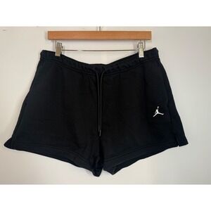 Jordan Women's Brooklyn Fleece Black Jogger Sweat Shorts Logo Drawstring Size L